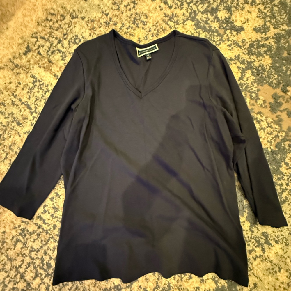 Black V-Neck Women's Top